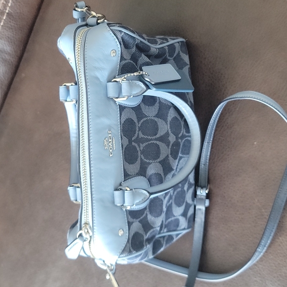 Authentic Coach Blue Denim Satchel & Wallet - Picture 2 of 8